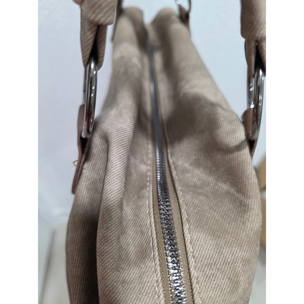Tan Distressed Canvas Studded Shoulder Bag Western Boho Tote Khakir - Picture 3 of 8